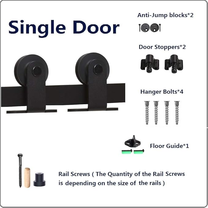 CCJH 12.6FT Sliding Barn Door Hardware Kit, Heavy Duty, Smoothly and Silently, Easy to Install, Fit 75.6" Width Single Door Panel, T-Shaped Style Black