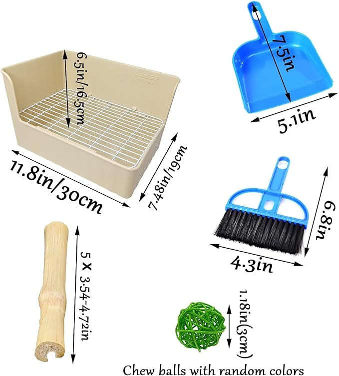 Hamiledyi Corner Litter Box for Rabbit Cage Bunny Litter Box with Grate Square Rabbit Potty Training Litterbox Plastic Guinea Pig Toilet Training Box for Cage (Brown)
