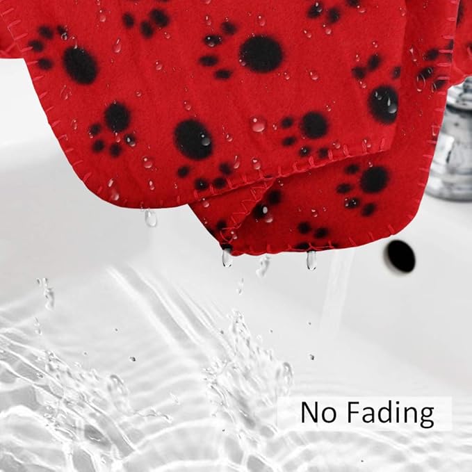 Comsmart Dog Blankets for Small Dogs, 6 Pack Puppy Blanket Cute Paw Print Pet Blanket for Dog, Puppy, Cat, Kitten, 39x35 inches, Red