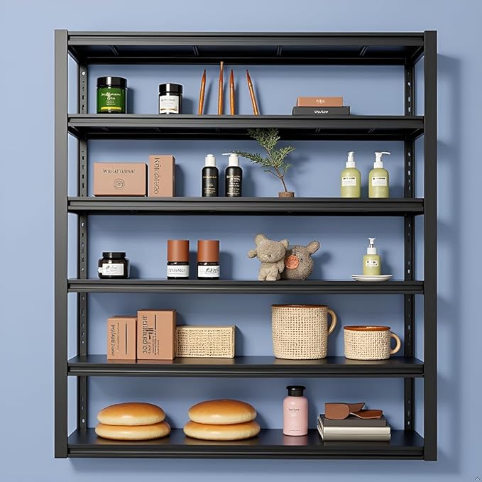 Storage Shelving Unit Adjustable Heavy Duty Garage Shelves 6-Tier Metal Organizer Utility Rack for Kitchen Pantry Basement Pantry Warehouse Laundry Black 83" H x 54.8" W x 23.2" D 3600LBS