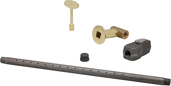 Supplying Demand LLKIT-LPA-PBR Fireplace Fire Pit | Log Lighter Install Kit with Straight Pattern LP Gas Log Lighter, 1/2" Angle Stop Valve - Polished Brass with Escutcheon and 3" Key