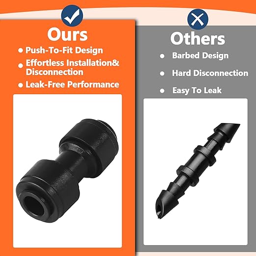 30 Pack 1/4 Inch Drip Irrigation Coupling Fittings - 1/4'' Drip Line Push-to-Fit Connectors for 1/4 Inch Drip Irrigation Tubing Leak Free Lock Coupler Parts for Drip Irrigation System