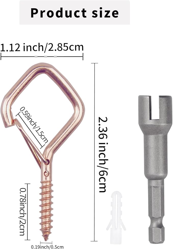 50 PCS Rose Gold Eye Screw Hooks for Hanging Heavy Duty with Safety Buckle.Metal Ceiling Hooks for Hanging Plants Cup Wind Chime Bird Feeders Patio Lights at Indoor&Outdoor