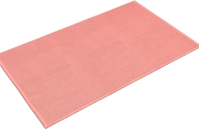Cotton Paradise 100% Cotton Non Slip Bath Mats for Bathroom, 20x34 inch Soft Absorbent Quick Dry Machine Washable Floor Bath Mat, Coral