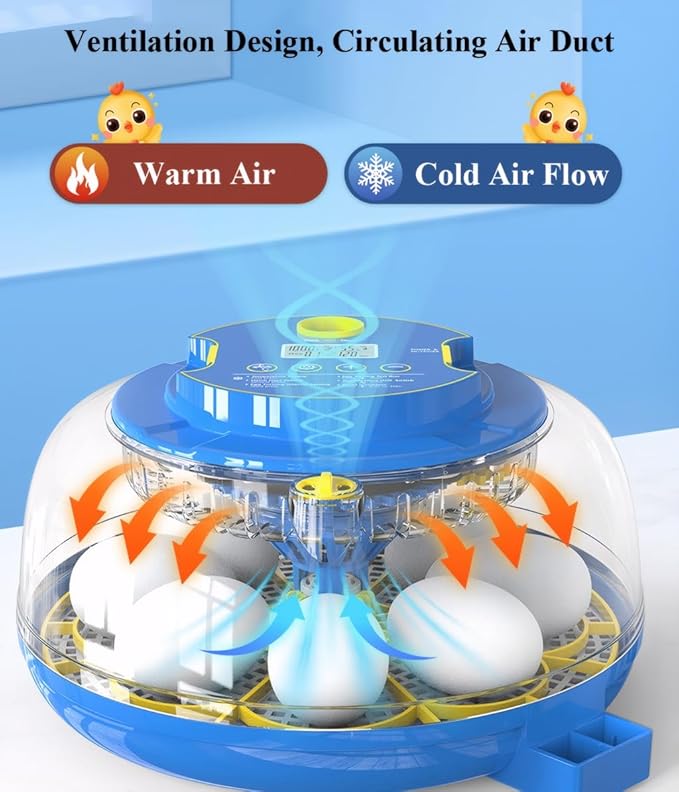 Incubators for Hatching Eggs,18 Egg Incubator with Egg Candler,Automatic Egg Turner,Automatic Temperature and Humidity Control,Record Hatching Day,for Chickens, Duck, Goose, Quail Eggs