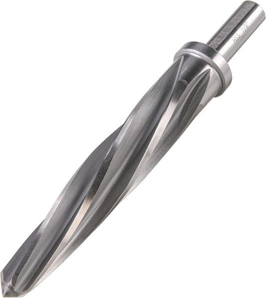 7/8" Bridge/Construction Reamer, M2 HSS Taper Chucking Reamer Drill Bit for Steel Alloy Aluminum Metal Wood Plastic, 1/2” Shank Chuck, Spiral Flutes, to Enlarge/Align Holes, 22mm