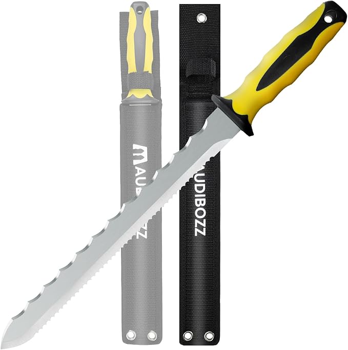 Insulation Knife: Sod knife with nylon bag -11.18 inch stainless steel sharp blade for foam insulation and Lawn Repair (new yellow)