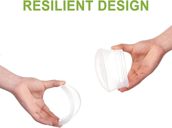 [48Set-8oz] Plastic Deli Food Storage Containers With Lids Disposable Clear Small Togo Jars Bowls For Soup, Meal Prep, Slime | BPA Free | Stackable | Leakproof | Microwave | Dishwasher | Freezer Safe