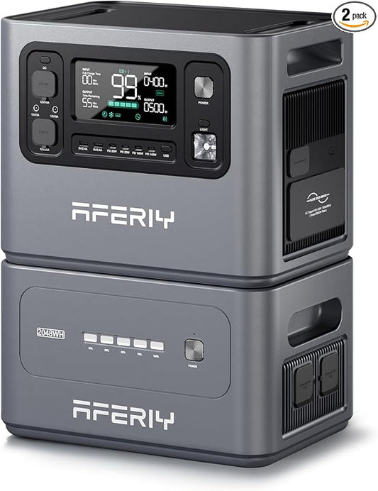 AFERIY 4096Wh Portable Power Station,P280 with 1 Extra Battery,120V 2800W Expandable Capacity LiFePO4 Battery Backup,Solar Generator for Home Use,Outdoor Camping,Power Outage,Camping,RV,Emergencies