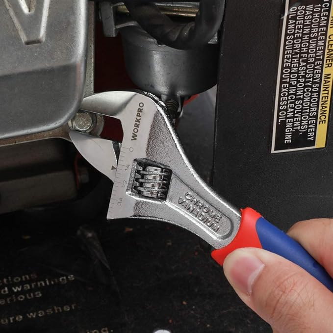 WORKPRO 3-piece Adjustable Wrench Set CR-V with Rubberized Anti-Slip Grips 10-inch, 8-inch, 6-inch