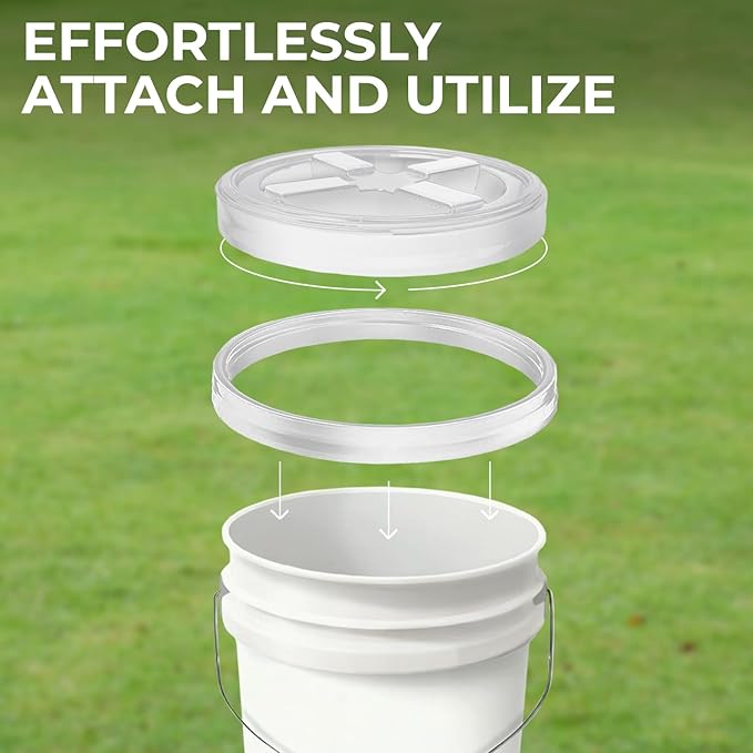 5-Gallon Blue Bucket Pail with Gamma Seal Screw on Airtight Lid, Metal Handles with Plastic Grip for Easy Carrying, Easy Stack and Store, Heavy-Duty 90MIL Extra Durable, Food Grade, BPA Free - 1 Pack