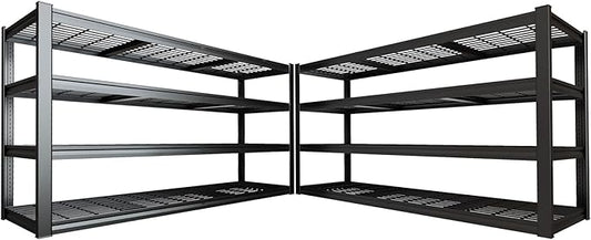 77" W Kitchen Storage Shelves Heavy Duty Garage Shelving 4 Tier Metal Shelving Unit, Adjustable Shelves, 3800LBS Steel Industrial Shelving for Basement， Commercial, 77" W*24" D*72”H, 2 Pack