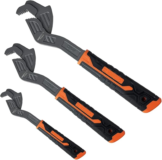 WEDO 3-Piece Multi-function Wrench Set,Size 6"+ 8"+ 10",Universal Adjustable Wrench,CR-V Steel,Anti slip rubber handle,Spring Loaded wrench,Crowfoot Spanner,Self-adjusting Pipe Wrench