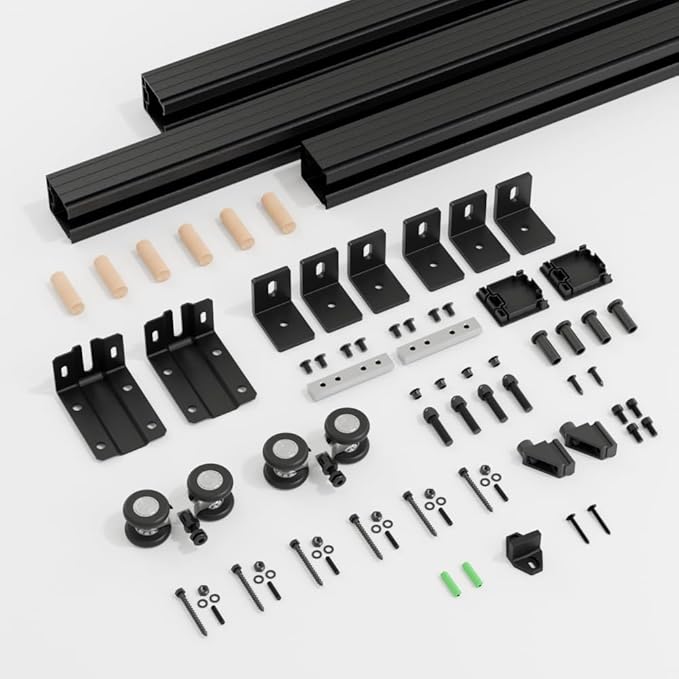 96"/8FT Box Rail Hardware Heavy Duty Sliding Barn Door Track, Aluminium Alloy Wall Mount Kit for Single Door, Smoothly and Quietly Easy to Install (No Door)
