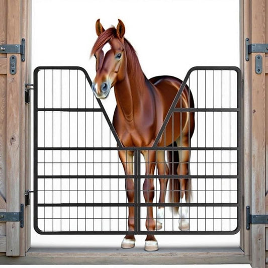 52" Wide X 42" High H Horse Stall Gate, 1" Thick Steel Frame Stall Guards for Horses, Heavy Duty Horse Stall Guard, Fits Standard Barn Doorways, Easy to Install