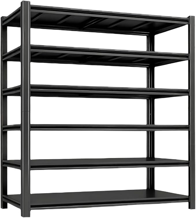 Industrial Storage Rack,Heavy-Duty Steel Shelving Unit,6-Tier Multi-Purpose Garage Organization System Black 83" H x 54.5" W x 22.8" D