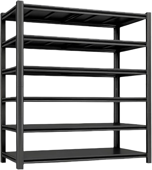 Industrial Storage Rack,Heavy-Duty Steel Shelving Unit,6-Tier Multi-Purpose Garage Organization System Black 83" H x 54.5" W x 22.8" D