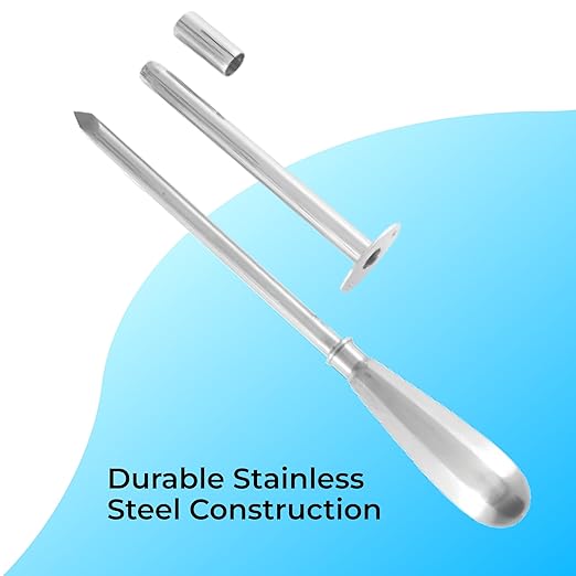 Stainless Steel Veterinary Trocar with Metal Handle Durable Surgical Instrument for Livestock, Cattle and Farm Animals Effective Relief Tool for Bloating, Gas, Abdominal Procedures (Trocar 9.5 Inches)