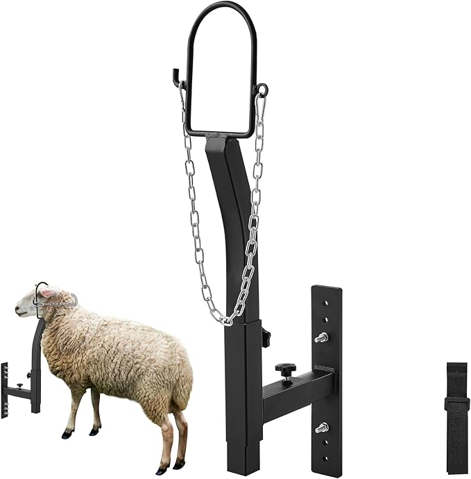 VEVOR Livestock Stand Steel Gate Attachment Nose Loop Headpiece, 9.8inch Height and Trimming Stand 5.9inch Length Adjustable, Nose Loop Goat Trimming Stands, Sheep Shearing Stand for Sheep & Goats