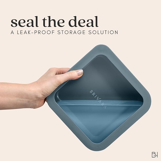 Ceramic Coated Glass Food Storage Container | No PTFE, PFOA, PFAS, and BPA | Reusable Non Toxic Meal Prep Container with Glass Lid | Easy To Store | 2.5 Cup Square [Dusk]