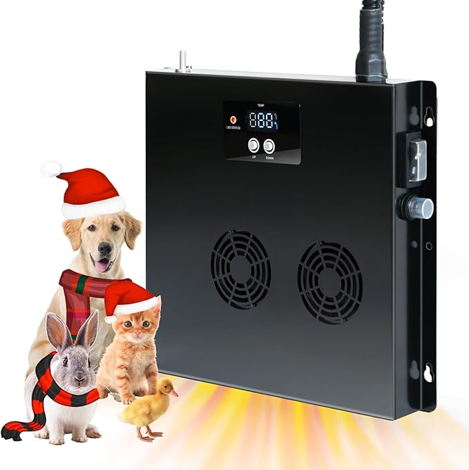 Briidea 400W Dog House Heater with PTC Rapid Heating (3 Seconds), 32℉-122℉ Temperature Range, 11.5FT Anti-Chew Cord, Heats Up to 120 Cubic Feet Dog Houses, Chicken Coops & Rabbit Cages