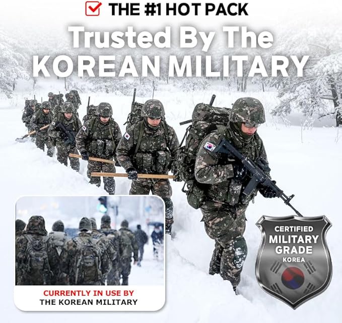 Body & Hand Warmers (20, 30, 40 Bulk Pack) - R.O.K. Army Tested Standard Issue Quality - Long Lasting Heat, Non-Adhesive, Disposable, Air-Activated Warmers for Camping, Cold Weather, Skiing, Hiking