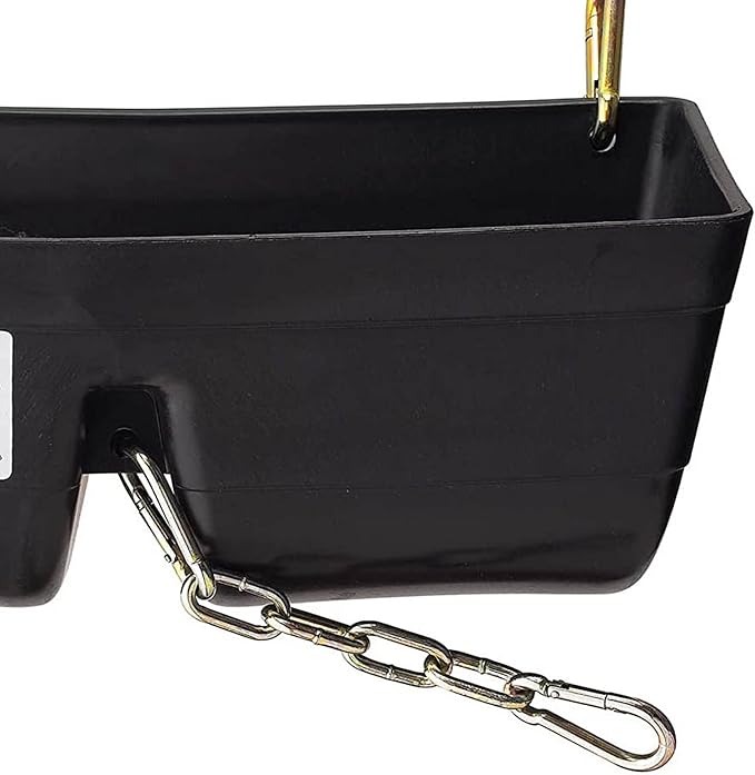 Little Giant FF16BLACK 9 Quart Heavy Duty Plastic Feed Trough Bucket Fence Feeder with Clips for Livestock & Pets, Black (2 Pack)