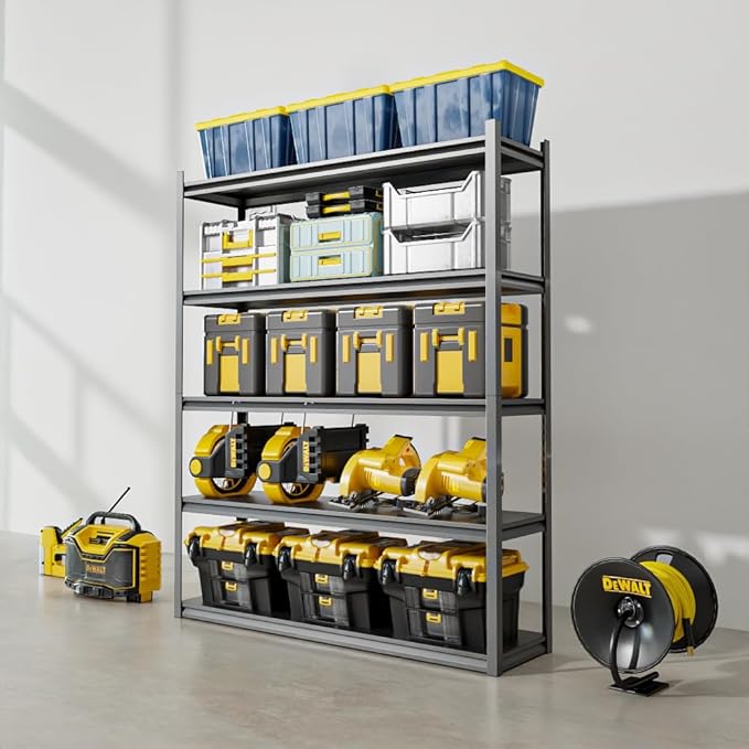 24" W Garage Shelving,5-Tier Heavy Duty Shelving Unit,3000LBS Adjustable Metal Storage Shelves,Storage Rack Units for Industrie,Shed,Warehouse,Basement,Black,24" W x 16" D x 63" H