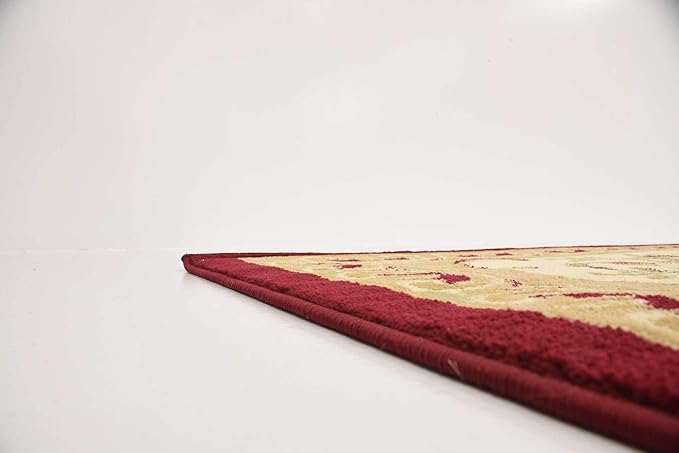 Unique Loom Versailles Collection Traditional Classic Floral Motif Area Rug (10' 0 x 10' 0 Square, Burgundy/ Ivory)