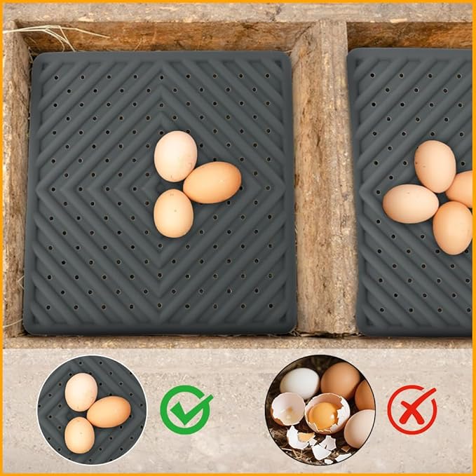 4-Pack Reusable Chicken Nesting Pads 12x12 Silicone Bedding – Prevent Egg Cracks, Quick Rinse & Dry (Drain Holes) – Durable for Backyard Flocks, Cut Coop Hassle