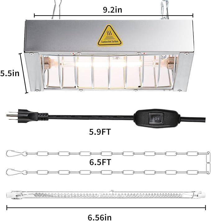 400W Chicken Coop Heater Bulb, Replacement Bulb Accessories for Chicken Heat Lamp, Brooder Heater Tubes for Chicks, Poultry, Pets, 4 Pack
