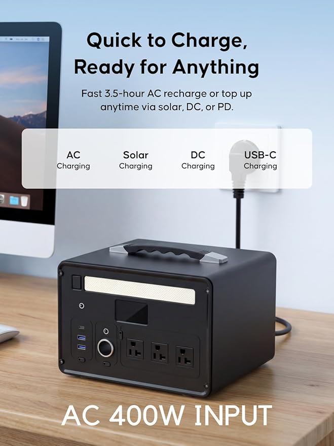 Portable Power Station 1000W (2000W Surge), 1008Wh LiFePO4 Power Station with 3 AC Outlet, 140W USB-C Fast Charging,8 Ports Solar Generator for Camping Indoor Outdoor Emergency RV (CYBPULTE C011)