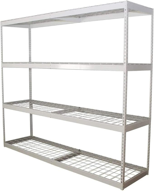 SafeRacks Freestanding Shelf | Steel Shelving Unit | 2'D x 8'W x 7'T (1-Pack, White)