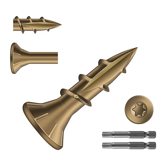 #8 x 5/8" Deck Screws (1941Pcs) 6lb. Carbon Steel, Yellow, Flat Head, Rust Resistant epoxy Coated, with T25 Star Bit