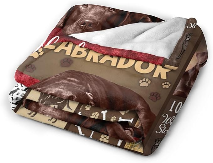 Labrador Dog Throw Blanket Cozy Plush Chocolate Retriever Lover Flannel Fleece Ultra Soft Blankets Lightweight Fuzzy Party Blanket Gifts for Girls Women Men Boys Bed Couch Sofa 50"x40"