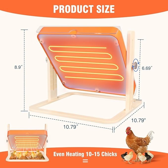 Chicken Coop Heater, Chicken Heater for Chicken Coop Accessories, Brooder Plate for Chicks, Chick Brooder Heating Plate UL-Compliant