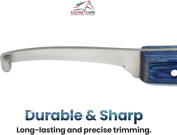 Equine Care Right-Handed Hoof Knife – Narrow Razor-Sharp J2 Stainless Steel Blade, Ergonomic Non-Slip Handle | Professional Farrier Tool for Trimming Horse, Cow, and Goat Hooves | Rust-Resistant.