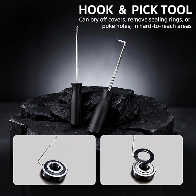 10-Piece Snap Ring Pliers Set, Heavy Duty Internal & External Circlip Pliers Kit with Straight/Bent Tips, Hook, Pick, C-Clip Ring and Circlip Removal Tool for Automotive & Mechanical Repair