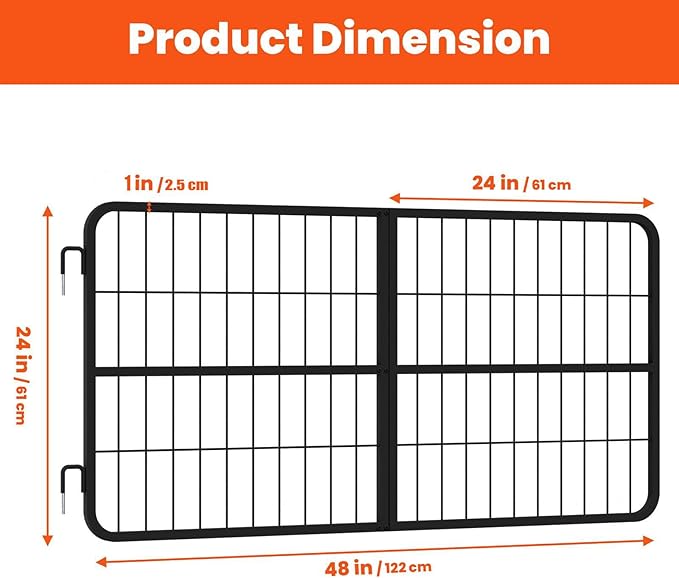 1" Thick Steel Frame Horse Stall Guard, Heavy Duty Horse Stall Gate, 48" Wide X 24" High Stall Guards for Horses, Fits Standard Barn Doorways