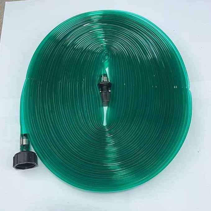 PVC Flat Soaker Hose drip Garden Vegetable Water Hose Irrigation Spray Hose Double Connector with Holes (75FT)