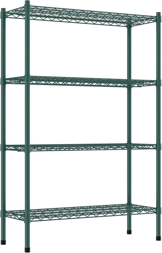 Commercial NSF Listed Green Epoxy Stationary Wire Shelving Kit 14" x 36" x 54", with 4 Shelves Perfect for Warehouse, Walk-in Refrigerator, Freezer, Grocery Store, Restaurant, Dishroom