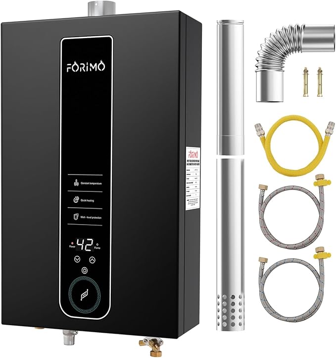 Natural Gas Tankless Water Heater, 4.74 GPM 18L Indoor,Constant propane water heater,Instant Hot Natural Gas Water Heater with Fahrenheit Digital Display,Multi-Protection