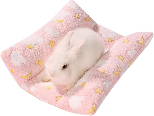 16 * 14in Rabbit Bed Soft Bunny Bed, Cuddle Cushion Plush Mat with Cotton Lounger Pillows, Small Pet Flop Mat for Cage Sleeping Indoor