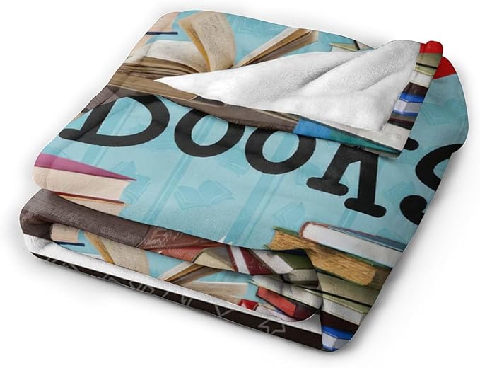 Book Blanket Decor Gifts for Book Lover Flannel Fleece Fuzzy Reading Throw Blanket Soft Warm Cozy Plush Book Blanket for Bed Couch Living Room Stuffed Decoration for Kids Adult 60"x50"