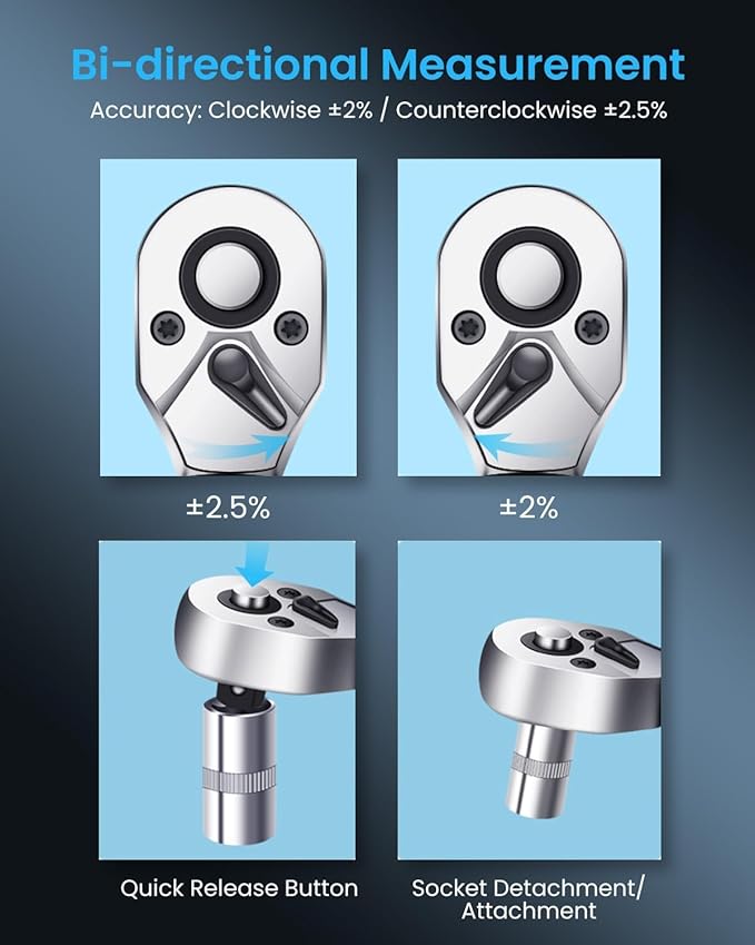 GOYOJO 30Nm/22ft.lb Digital Torque Wrench 1/4" Drive - High-Precision Professional Tool for Automotive, Motorcycle, Bicycle & DIY(1/4-30Nm)