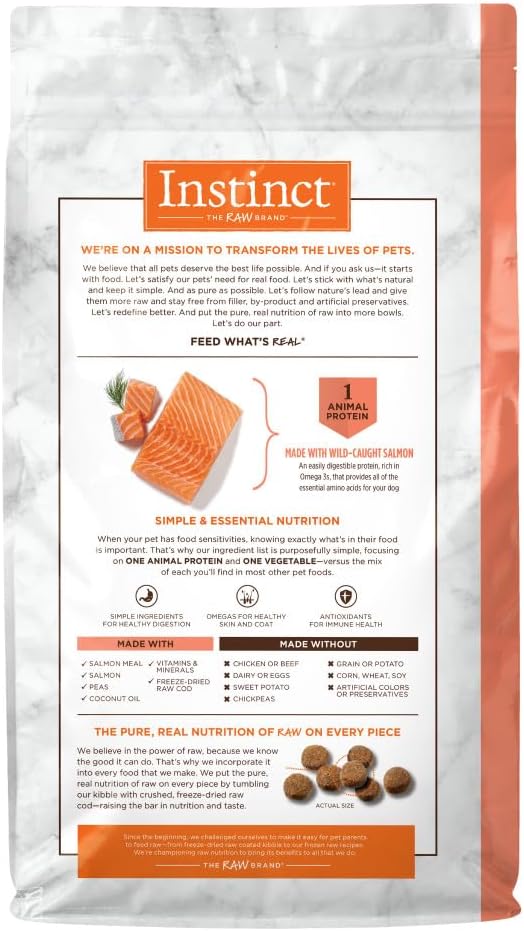 Instinct Limited Ingredient Diet, Natural Dry Dog Food, Grain Free Recipe - Real Salmon, 4 lb. Bag