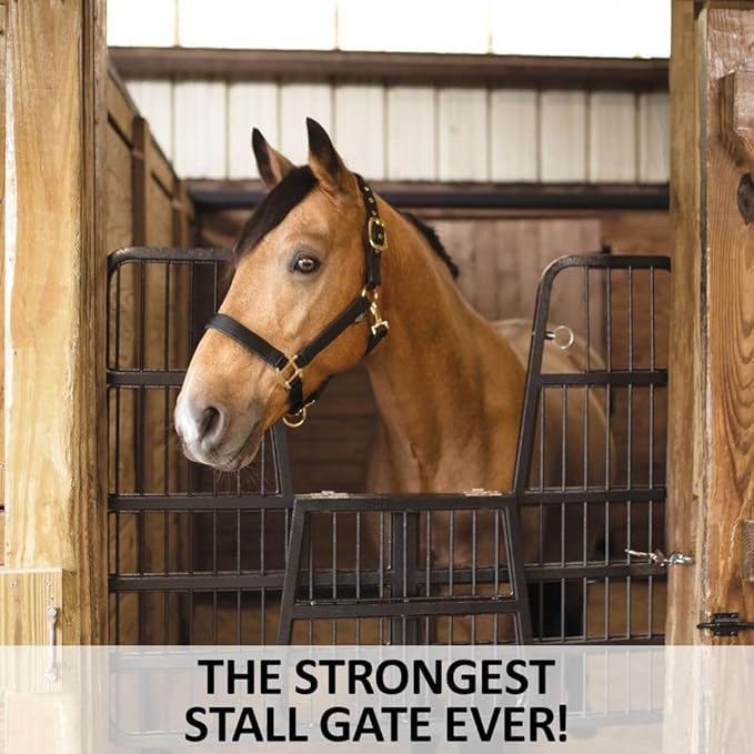 Easy-Up Titan Horse Stall Gates | Heavy-Duty Steel Construction | Rust-Resistant Finish | Ideal for Barn, Farm & Equestrian Use | Gate with Drop Down Yoke - 48" Wide | Color Black Armor