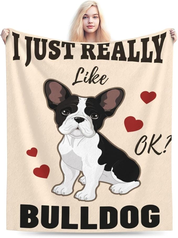 Bulldog Blanket, Soft Plush Fleece Dog Animal Throw Blanket - Cozy Warm Stuffed Blankets Bedding Bulldog Gifts for Women Girls Kids Adults 40"X50"