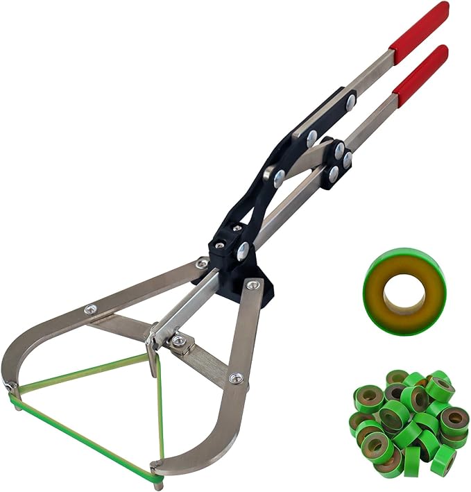 Cattle Banding Tool, Expander Plier with 24Pcs Rings, for Calves Sheep Goats Big Animal Livestock in Farm and Ranch