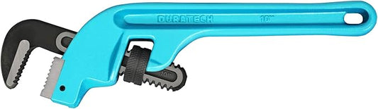DURATECH 10-Inch Offset Pipe Wrench, Heavy Duty End Pipe Wrench, Cast Iron Handle, Adjustable Plumbing Wrench